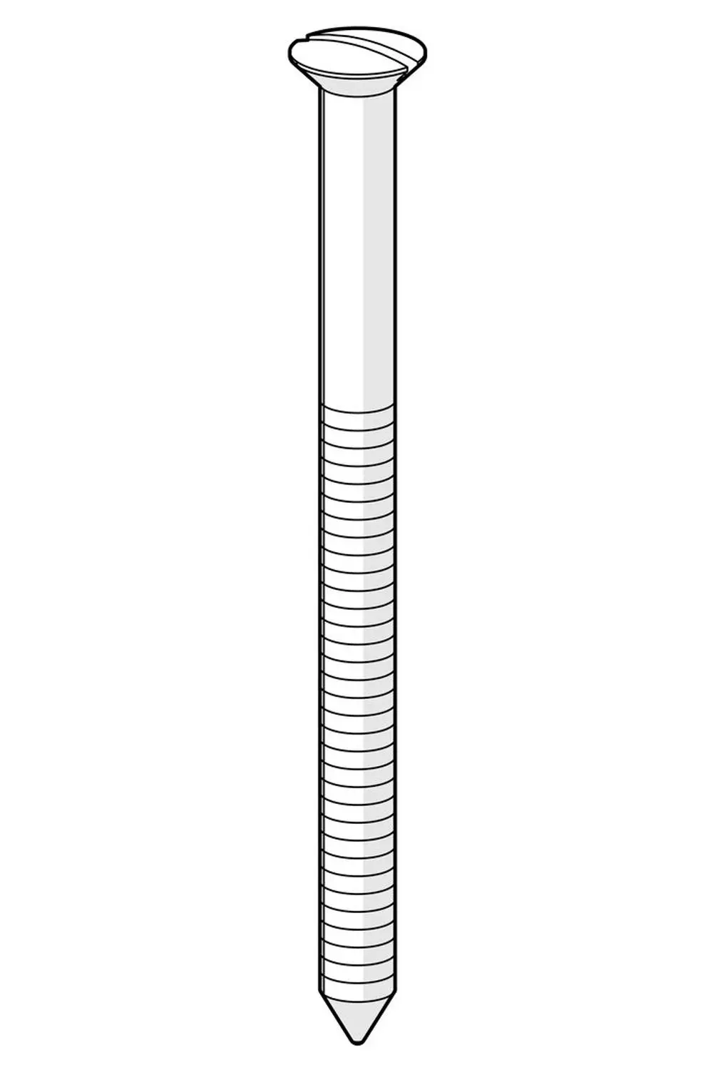 Schraube von HANSA in schlanker Form mit einem flachen Kopf und gewindelosem Schaft. Endet in einer spitzen Spitze, geeignet für verschiedene Anwendungen.
